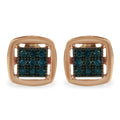 Rose Plated Sterling Silver Rose Cut Treated Diamond Stud Earring (0.25 cttw, Blue Color, I2-I3 Clarity)