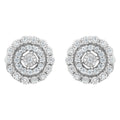10KT White Gold 1/2 cttw Double Halo Brilliant Round-Cut Diamond Stud Earrings
