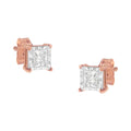 14K Rose Gold Plated Two-Tone .925 Sterling Silver 1/2 Cttw Princess-Cut Square Near Colorless Diamond Solitaire