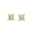 10K Gold 1/5 Cttw Invisible Set Princess-Cut Diamond Stud Earrings (H-I Color, SI2-I1 Clarity)