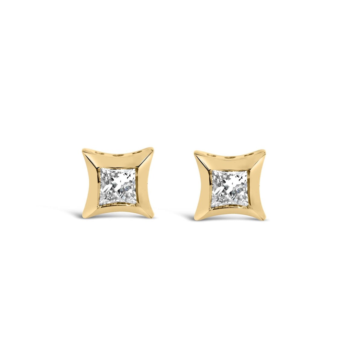 10K Gold 1/5 Cttw Invisible Set Princess-Cut Diamond Stud Earrings (H-I Color, SI2-I1 Clarity)