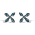 .925 Sterling Silver 1/3 Cttw Blue Diamond Floral Earrings