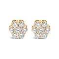 14K Yellow Gold 3/4 Cttw Seven-Stone Floral Diamond Stud Earrings