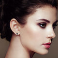 14K White Gold Round Brilliant-Cut Black Diamond Bezel-Set Stud Earrings with Screw Backs (Fancy Color-Enhanced, I2-I3