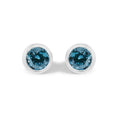 14K Gold Bezel Set Lab Grown Blue Diamond Solitaire Stud Earrings