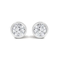 14K White Gold 1/2 Cttw Lab Grown Diamond Bezel Solitaire Stud Earrings