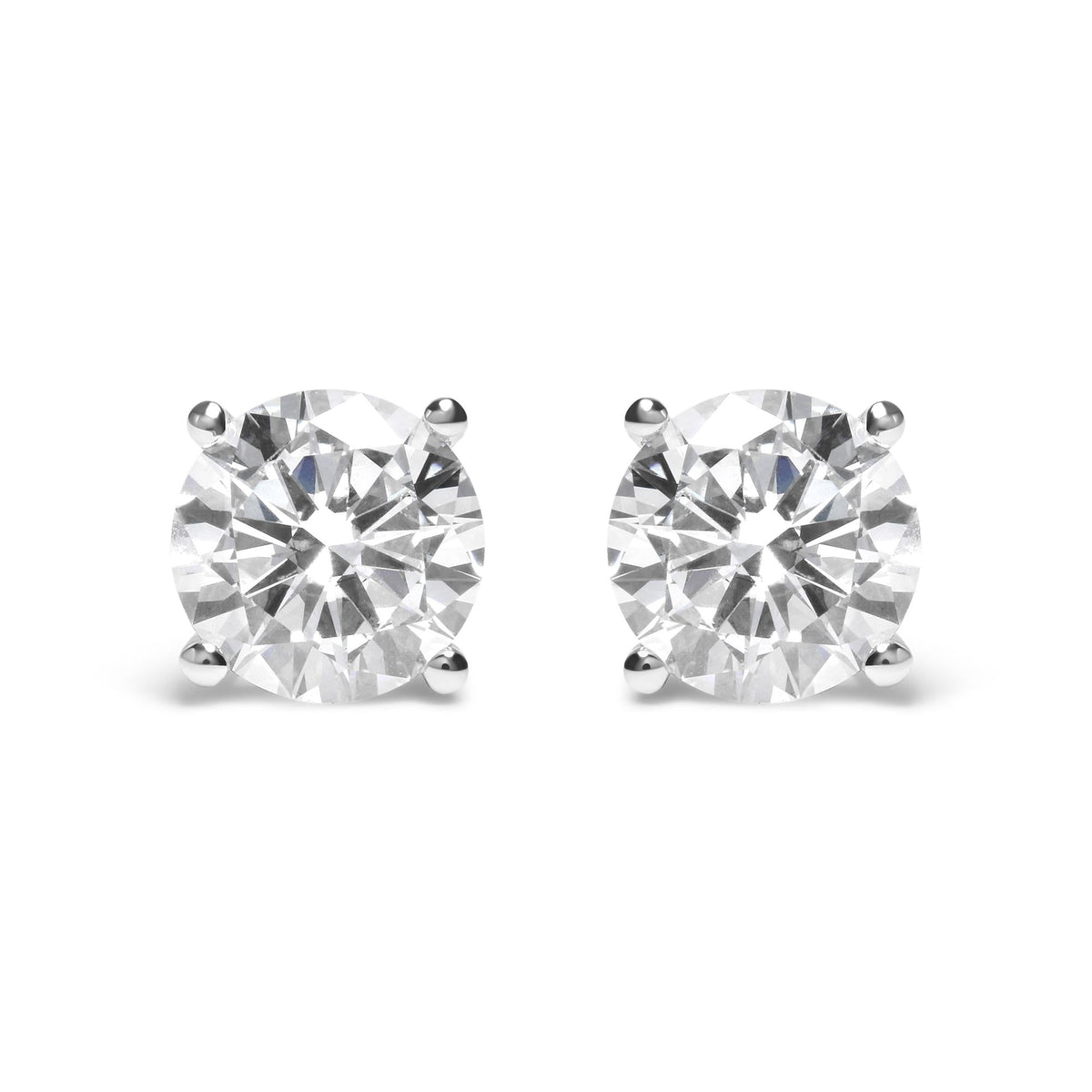 IGI Certified 14K White Gold 5.00 Cttw Round Brilliant-Cut Lab Grown Diamond Classic 4-Prong Stud Earrings with Screw Backs