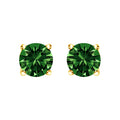 14K Gold 1/2 Cttw Lab Grown Green Diamond Classic Solitaire Stud Earrings with Pushback