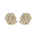 14K Yellow Gold 3 Cttw Floral Cluster Diamond Stud Earrings