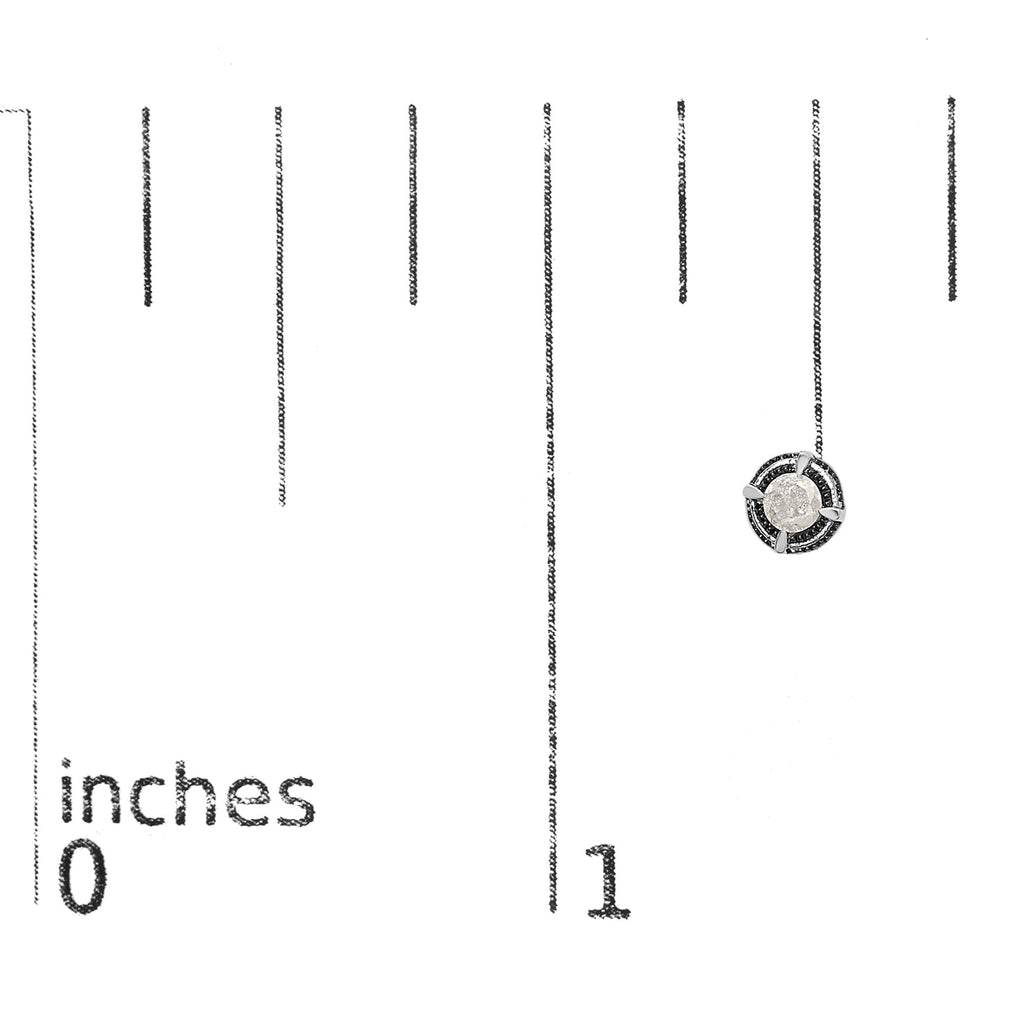Black Rhodium Plated .925 Sterling Silver Round Diamond Double Halo 4-Prong Solitaire Milgrain Stud Earrings
