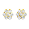 14K Yellow Gold 1.0 Cttw Diamond Flower Earring (J-K Color, I1-I2 Clarity)