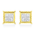 14K Yellow Gold Princess Cut Diamond Square Stud Earrings