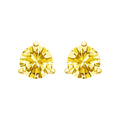 14K Gold 3-Prong Martini Set Yellow Lab Grown Diamond Solitaire Stud Earrings