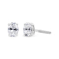 14K White Gold Lab Grown Oval Solitaire Diamond Stud Earrings (F-G Color, VS2-SI1 Clarity)