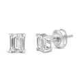 14K White Gold Emerald Cut Lab-Grown Diamond Solitaire Stud Earrings (F-G Color, VS1-VS2 Clarity)