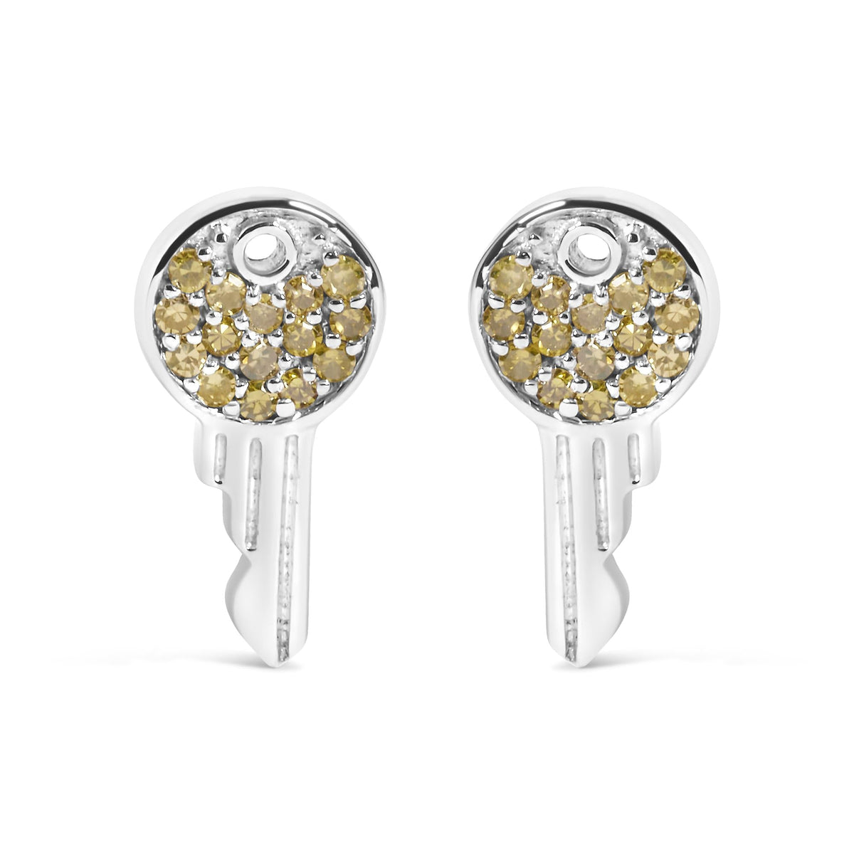 925 Sterling Silver 1/6ct TDW Yellow Treated Diamond Charm Earrings