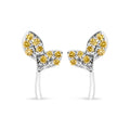 925 Sterling Silver 1/16ct TDW Yellow Treated Diamond Leaf Earrings