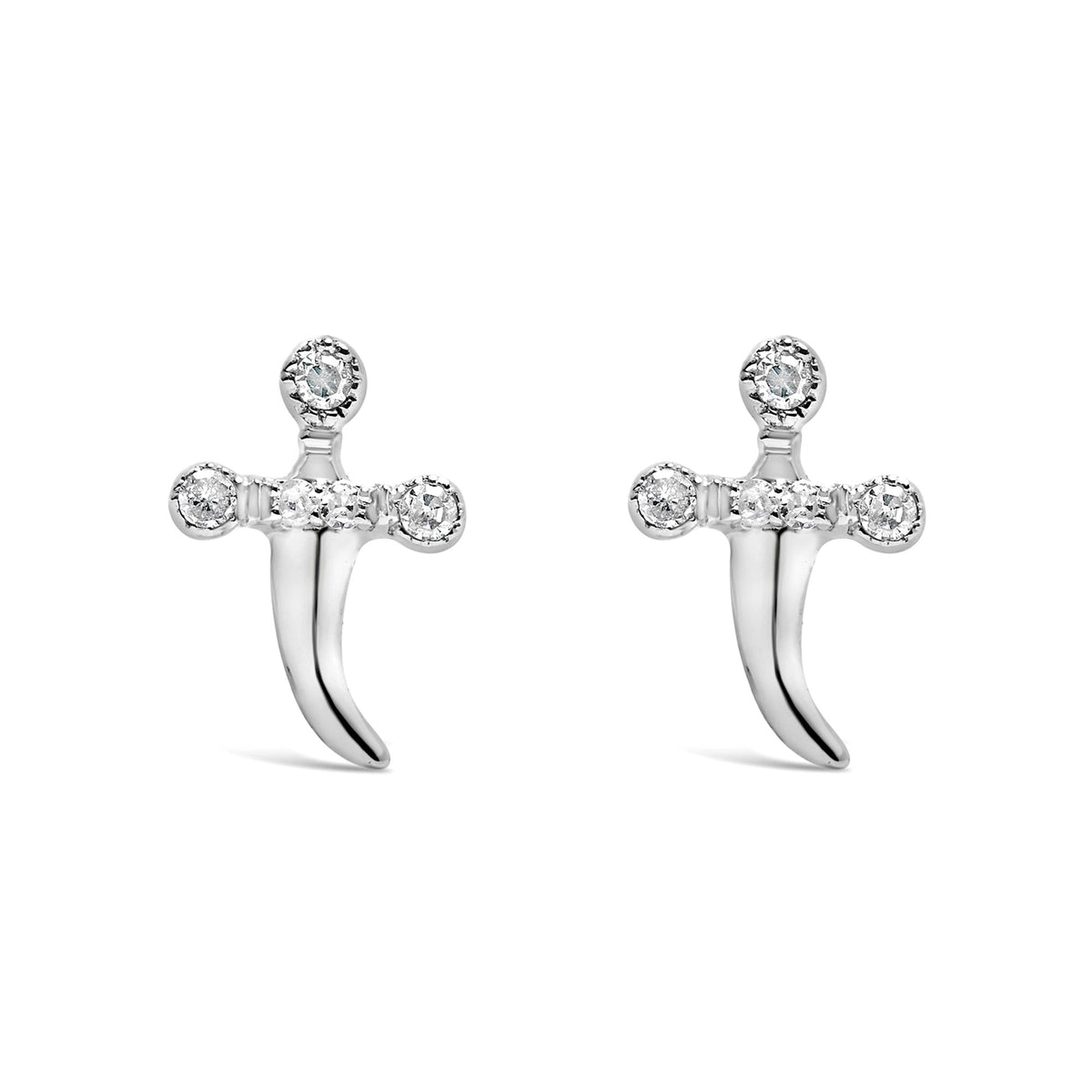.925 Sterling Silver Diamond Accent Knife Earrings (H-I Color, I2-I3 Clarity)