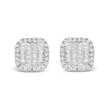 10K White Gold 7/8 Cttw Diamond Princess Composite and Halo Stud Earrings (I-J Color, I1-I2 Clarity)