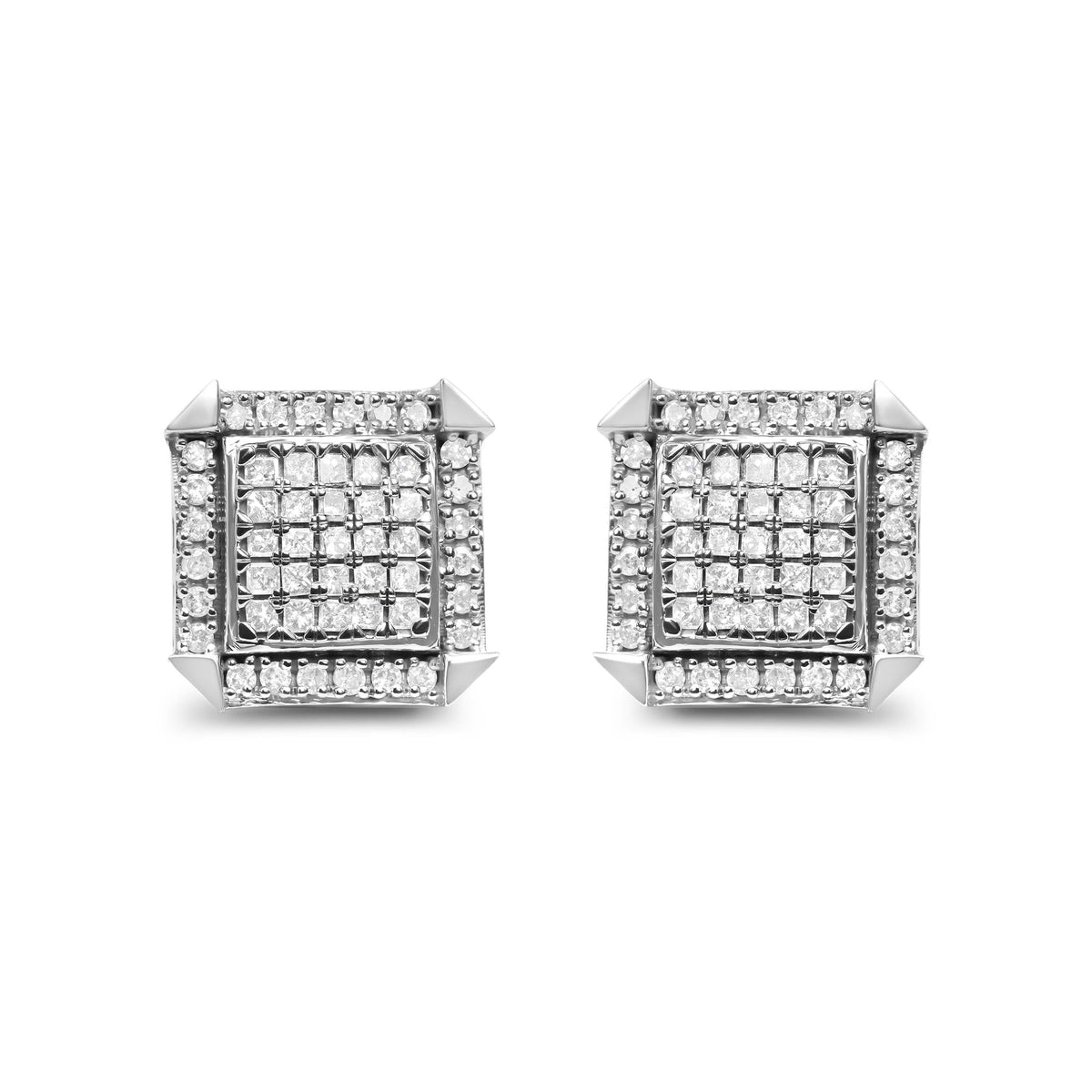 10K White Gold 1.0 Cttw Diamond Composite with Halo Stud Earrings (H-I Color, I1-I2 Clarity)