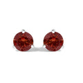 14K White Gold 3/4 Cttw Red Lab-Grown Diamond Classic 3-Prong Martini Set Solitaire Stud Earrings