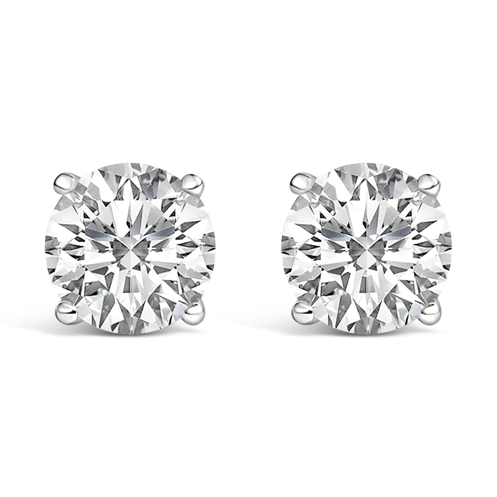 Platinum Round Lab Grown Diamond Solitaire Stud Earrings