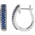 14K White Gold Natural Blue Sapphire 18.5 mm Hoop Earrings