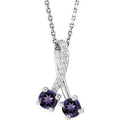 14K White Gold Natural Amethyst & .05 CTW Natural Diamond 16-18" Necklace