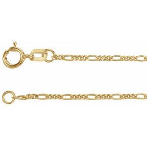 14K Yellow Gold 1.28 mm Figaro 24" Chain