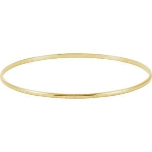 14K Yellow Gold Engravable 2 mm Half Round Bangle 7 1/2" Bracelet