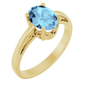 14K Yellow Gold Natural Aquamarine Scroll Setting® Ring