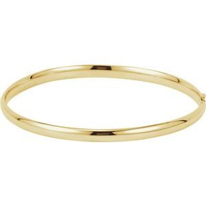 14K Yellow Gold 4 mm Hinged Bangle 7" Bracelet
