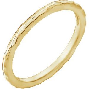 14K Yellow Gold 1.6 mm Hammered Stackable Ring Size 8