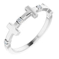 Sterling Silver .05 CTW Natural Diamond Cross Ring