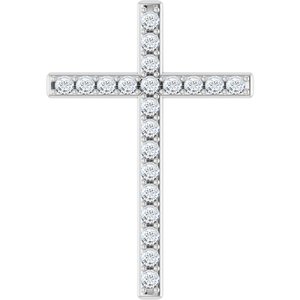 14K White Gold 5/8 CTW Natural Diamond Cross Pendant