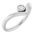 14K White Gold 1/10 CTW Natural Diamond Bezel-Set V Ring