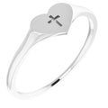 Sterling Silver Youth Heart & Cross Ring