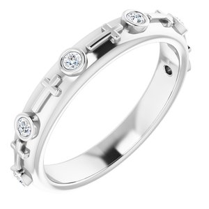 14K White Gold 1/8 CTW Natural Diamond Cross Ring