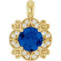 14K Yellow Gold Natural Blue Sapphire & .04 CTW Natural Diamond Pendant