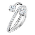 14K White Gold 3/4 CTW Natural Diamond Two-Stone Ring