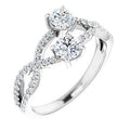 14K White Gold 4 mm Round 5/8 CTW Natural Diamond Two-Stone Ring