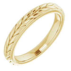 14K Yellow Gold 3 mm Wheat Pattern Flat Band Size 5.5