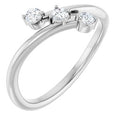 14K White Gold 1/5 CTW Natural Diamond Three-Stone Bypass Ring