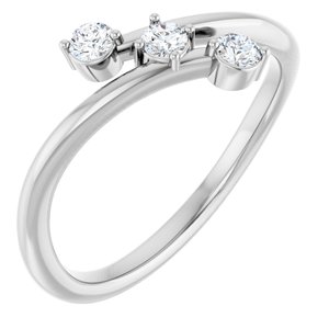 14K White Gold 1/5 CTW Natural Diamond Three-Stone Bypass Ring