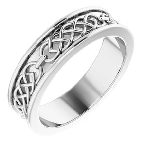 14K White Gold 6 mm Celtic-Inspired Flat Band Size 10