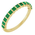 14K Yellow Gold Lab-Grown Emerald Anniversary Band