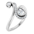 14K White Gold 1/2 CTW Natural Diamond Bezel-Set Bypass Ring