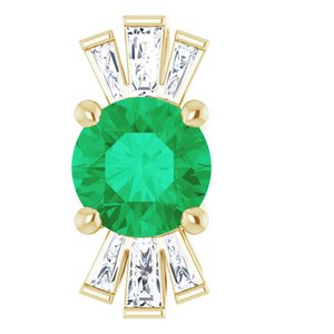 14K Yellow Gold Natural Emerald & 1/6 CTW Natural Diamond Pendant