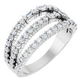 14K White Gold 7/8 CTW Natural Diamond Stacked Ring