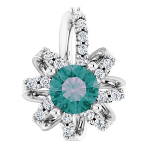 14K White Gold Lab-Grown Alexandrite & .07 CTW Natural Diamond Halo-Style Pendant
